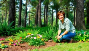 landscaping under pine trees